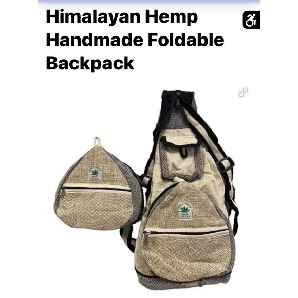 Himalayan Handbags - Himalayan 100% Hemp Foldable Nepali outdoor Adventure Gorpecore Backpack